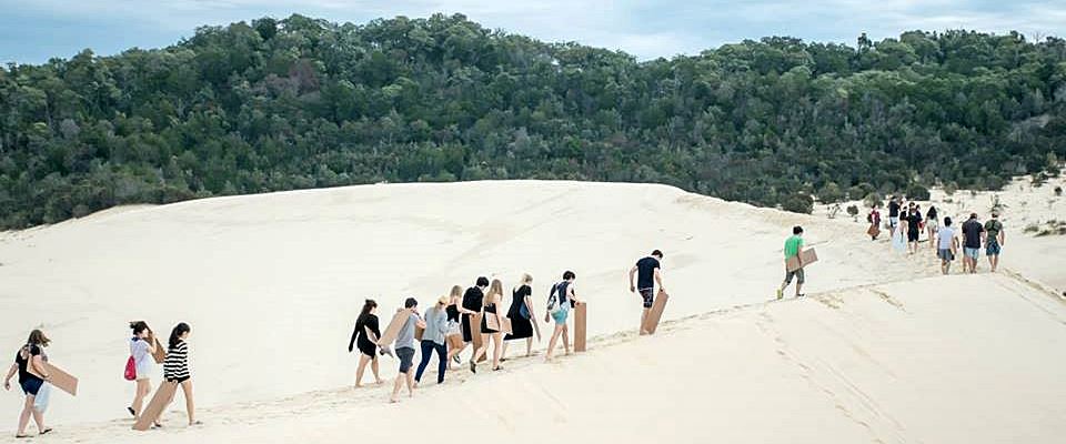 group on sand dune
